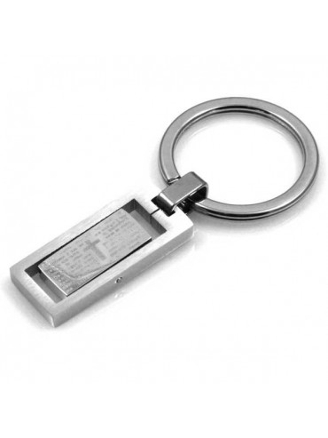 portachiavi con preghiera del padre nostro in acciaio da incidere