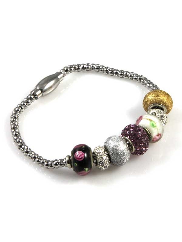 Bracciale donna con charms scorrevoli colorati