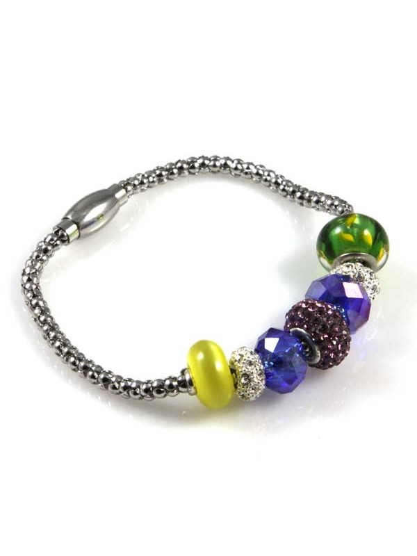 Bracciale donna con charms scorrevoli colorati