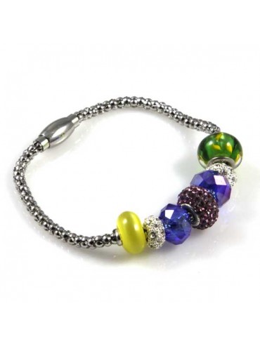 Bracciale donna con charms scorrevoli colorati