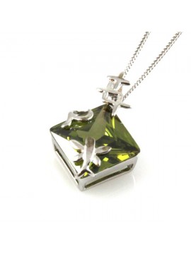 Collana romboidale in argento 925 strass verde