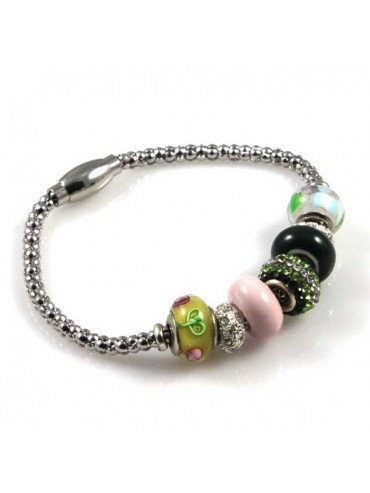 Bracciale donna con charms scorrevoli colorati