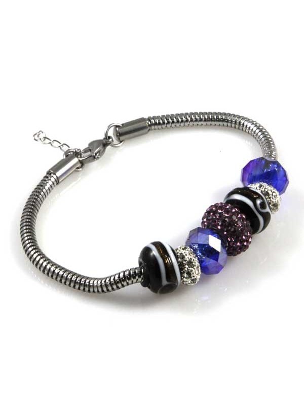 Bracciale donna con charms scorrevoli colorati