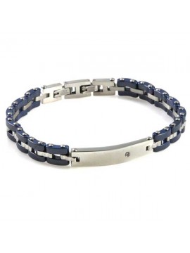 bracciale uomo in acciaio e ceramica azzurra