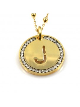 collana con lettera j iniziale ciondolo pendente in bronzo dorato