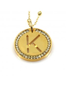 collana con lettera k iniziale ciondolo pendente in bronzo dorato
