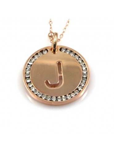 collana con lettera j iniziale ciondolo pendente in bronzo ramato