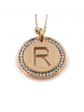 collana con lettera r iniziale ciondolo pendente in bronzo ramato