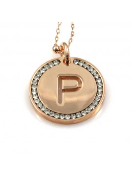collana con lettera p iniziale ciondolo pendente in bronzo ramato