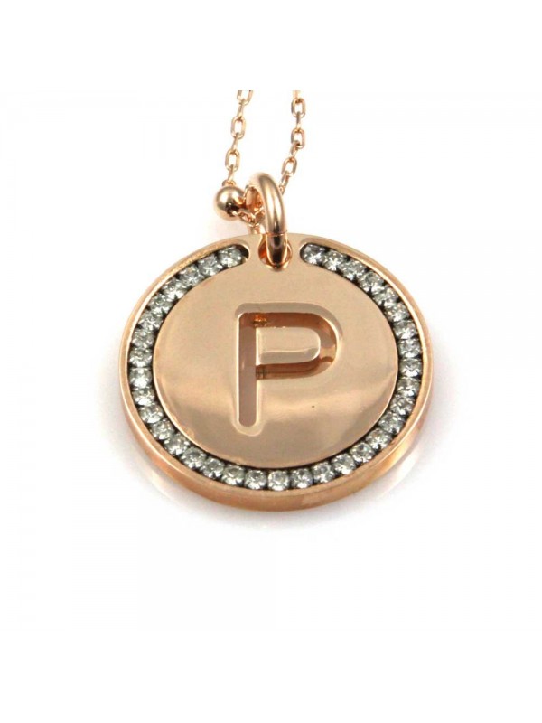 collana con lettera p iniziale ciondolo pendente in bronzo ramato