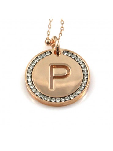 collana con lettera p iniziale ciondolo pendente in bronzo ramato