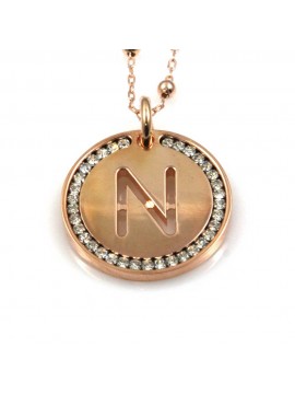collana con lettera n iniziale ciondolo pendente in bronzo ramato