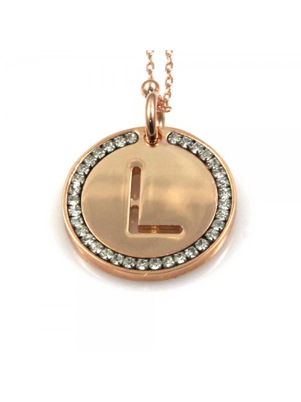 collana con lettera l iniziale ciondolo pendente in bronzo ramato