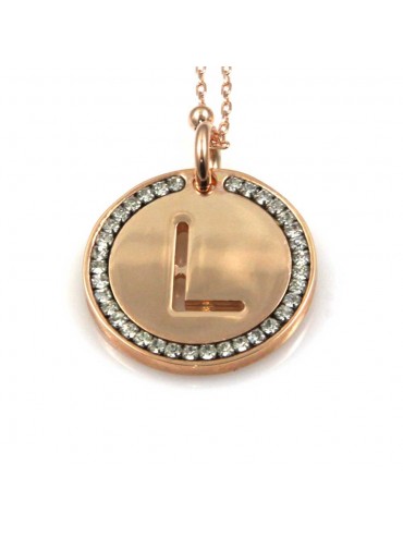 collana con lettera l iniziale ciondolo pendente in bronzo ramato