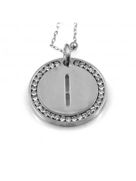 collana con lettera i iniziale ciondolo pendente in bronzo argentato