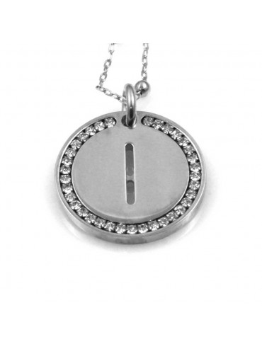 collana con lettera i iniziale ciondolo pendente in bronzo argentato