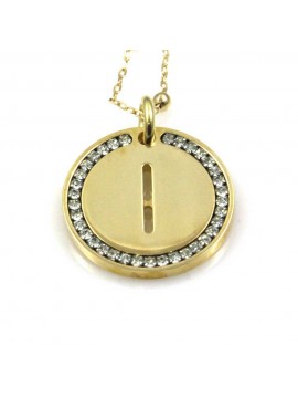 collana con lettera i iniziale ciondolo pendente in bronzo dorato