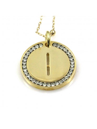 collana con lettera i iniziale ciondolo pendente in bronzo dorato