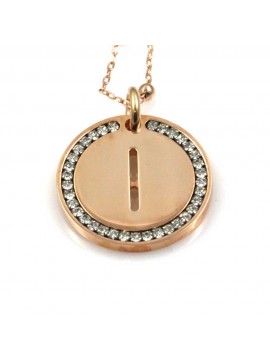 collana con lettera i iniziale ciondolo pendente in bronzo ramato