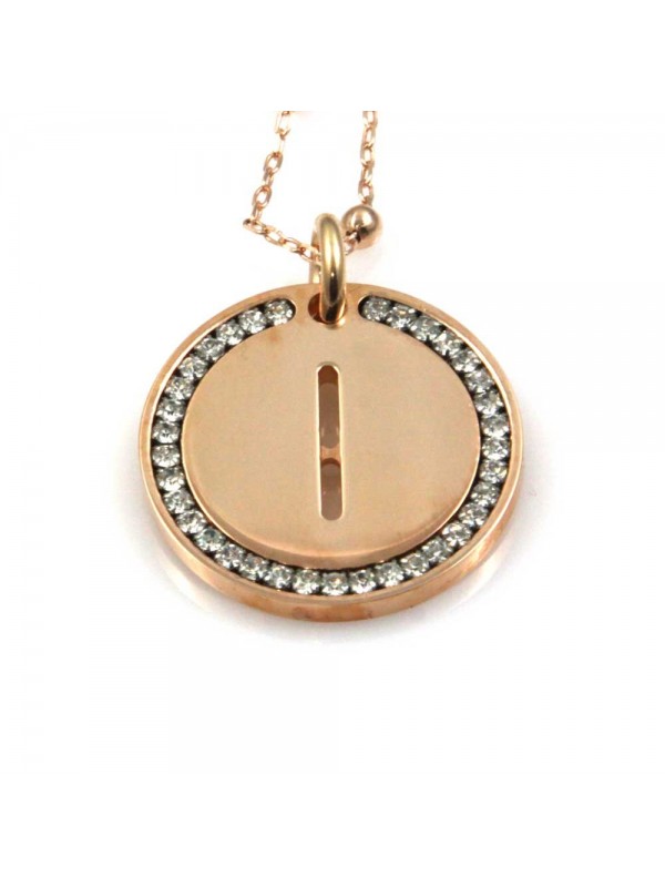 collana con lettera i iniziale ciondolo pendente in bronzo ramato