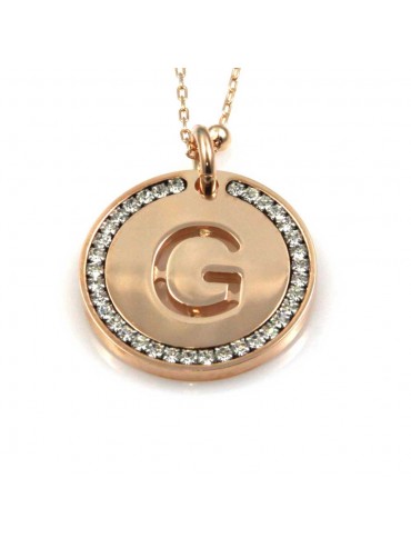 collana con lettera g iniziale ciondolo pendente in bronzo ramato