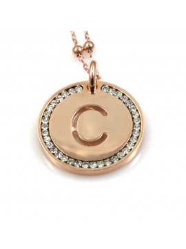 collana con lettera c iniziale ciondolo pendente in bronzo ramato