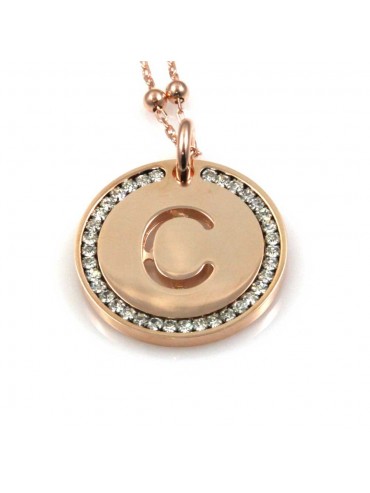 collana con lettera c iniziale ciondolo pendente in bronzo ramato