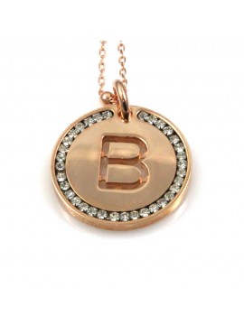 collana con lettera b iniziale ciondolo pendente in bronzo ramato