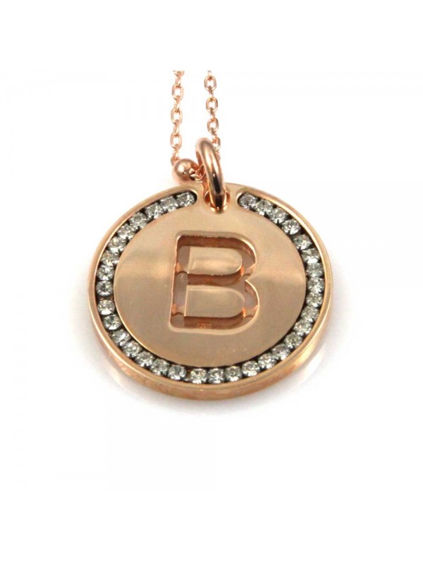 collana con lettera b iniziale ciondolo pendente in bronzo ramato