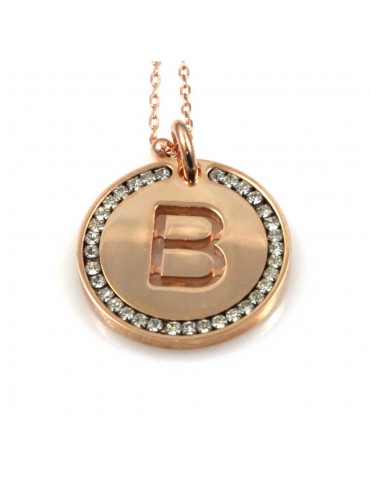 collana con lettera b iniziale ciondolo pendente in bronzo ramato