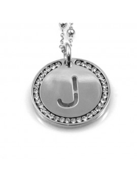 collana con lettera j iniziale ciondolo pendente in bronzo argentato