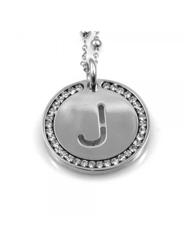 collana con lettera j iniziale ciondolo pendente in bronzo argentato