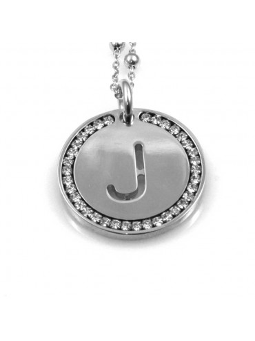 collana con lettera j iniziale ciondolo pendente in bronzo argentato