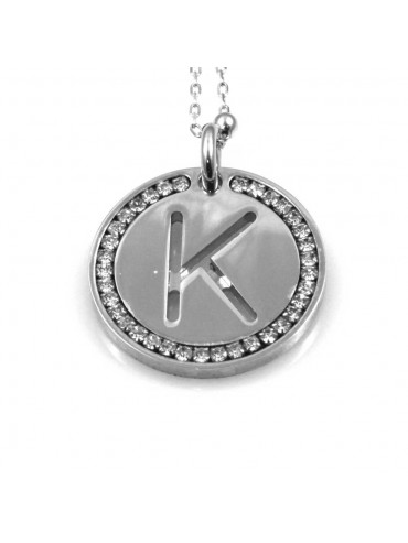 collana con lettera k iniziale ciondolo pendente in bronzo argentato