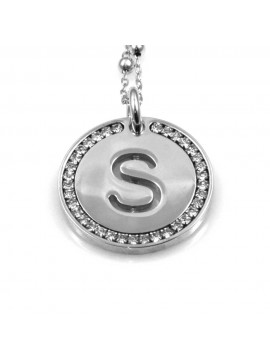 collana con lettera s iniziale ciondolo pendente in bronzo argentato