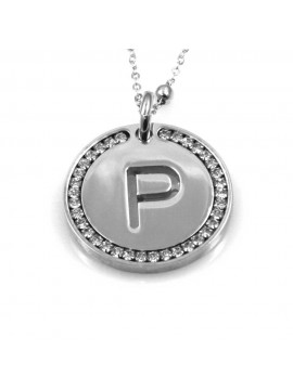 collana con lettera p iniziale ciondolo pendente in bronzo argentato