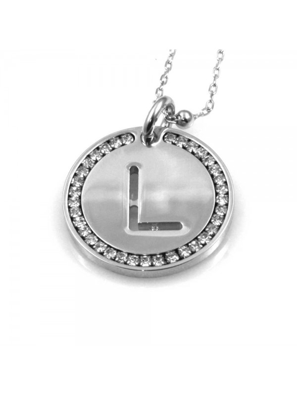 collana con lettera l iniziale ciondolo pendente in bronzo argentato