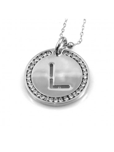 collana con lettera l iniziale ciondolo pendente in bronzo argentato