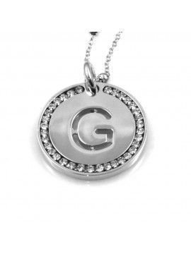 collana con lettera g iniziale ciondolo pendente in bronzo argentato
