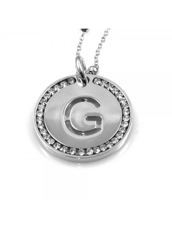 collana con lettera g iniziale ciondolo pendente in bronzo argentato