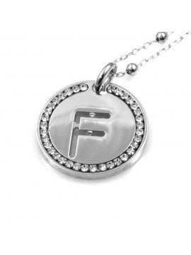 collana con lettera f iniziale ciondolo pendente in bronzo argentato
