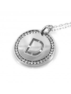 collana con lettera d iniziale ciondolo pendente in bronzo argentato
