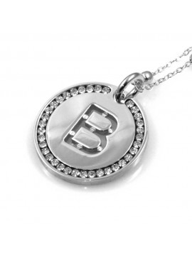 collana con lettera b iniziale ciondolo pendente in bronzo argentato