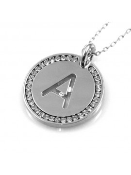 collana con lettera a iniziale ciondolo pendente in bronzo argentato