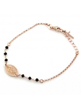bracciale con medaglia miracolosa in argento 925 ramato
