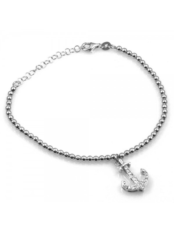 bracciale con ancora in argento 925 e strass