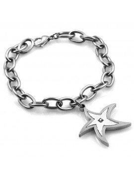 bracciale con stella marina ciondolo pendente in acciaio e strass