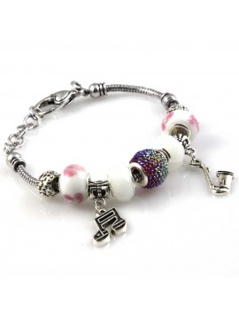 bracciale donna con beads e ciondoli in ceramica cristallo e swarovski