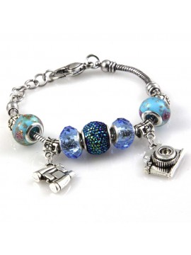 bracciale donna con beads e ciondoli in ceramica cristallo e swarovski