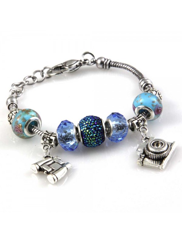 bracciale donna con beads e ciondoli in ceramica cristallo e swarovski